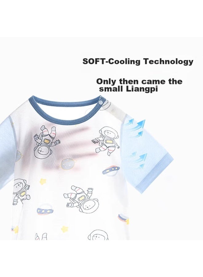 Beptides Beipesi Children's Pajamas, Summer Thin Pure Cotton, New Style, Boys And Girls Home Wear Set, Ice Silk Cool Feeling, Yuhang 110 - Image 1