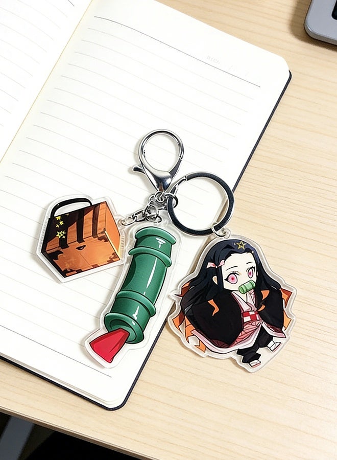 Demon Slayer Nichirin Sword Keychain, Kamado Nezuko Anime Peripheral Pendant, Suitable for Phones Bags Car Keys, Fan Collection & Gift - Image 2