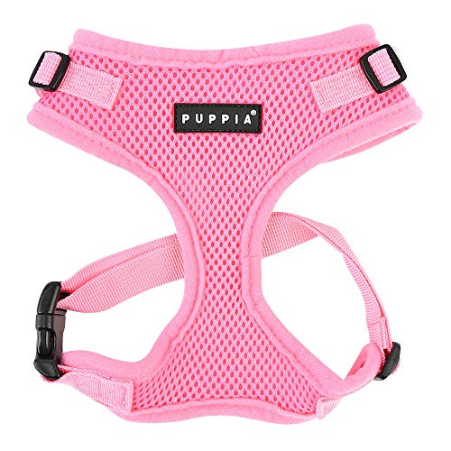 PUPPIA Authentic Puppia RiteFit Harness with Adjustable Neck, Pink, Large - Image 1