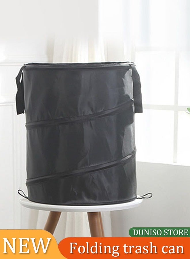 DUNISO Portable Trash Bins, foldable camping garbage bag, leaf litter bin, waterproof Oxford cloth material, suitable for camping, picnicking, garden, balcony (black)  - Image 2