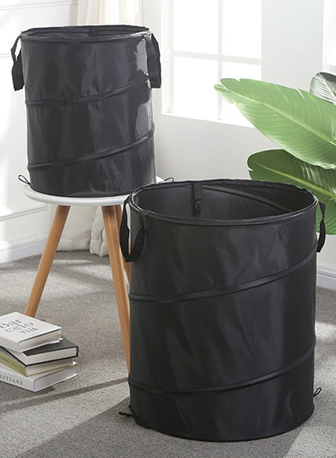 DUNISO Portable Trash Bins, foldable camping garbage bag, leaf litter bin, waterproof Oxford cloth material, suitable for camping, picnicking, garden, balcony (black)  - Image 1