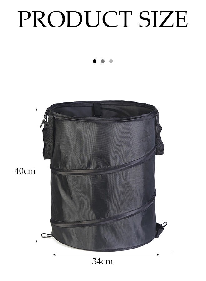 DUNISO Foldable Trash Can, Portable Camping Garbage Bag, Leaf Litter Bin, Waterproof Oxford Cloth Material, Suitable for Camping, Picnicking, Garden, Balcony (Black) - Image 2