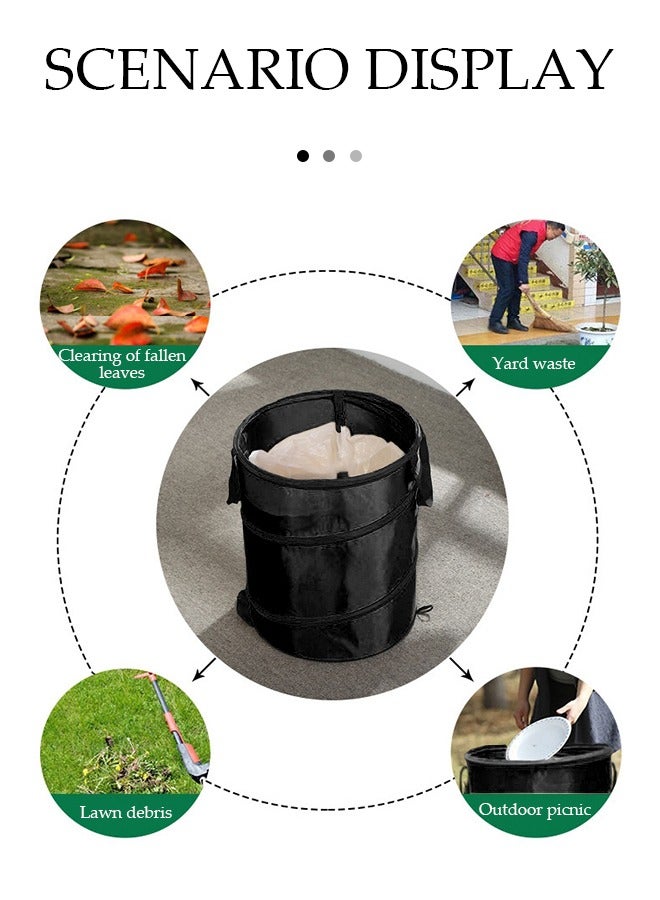 DUNISO Foldable Trash Can, Portable Camping Garbage Bag, Leaf Litter Bin, Waterproof Oxford Cloth Material, Suitable for Camping, Picnicking, Garden, Balcony (Black) - Image 4