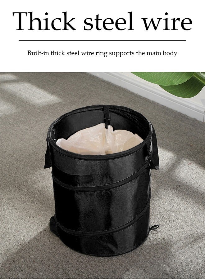 DUNISO Foldable Trash Can, Portable Camping Garbage Bag, Leaf Litter Bin, Waterproof Oxford Cloth Material, Suitable for Camping, Picnicking, Garden, Balcony (Black) - Image 5