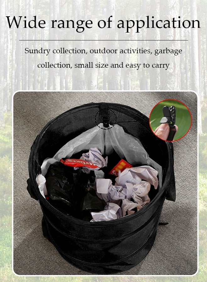 DUNISO Foldable Trash Can, Portable Camping Garbage Bag, Leaf Litter Bin, Waterproof Oxford Cloth Material, Suitable for Camping, Picnicking, Garden, Balcony (Black) - Image 3