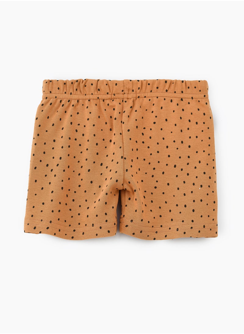JAM Brown Knitted Cotton Shorts with Polka Dots for Boys  - Image 2