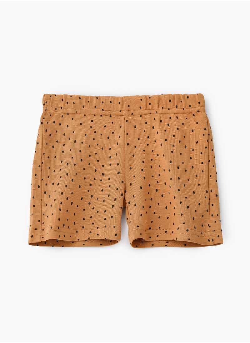 JAM Brown Knitted Cotton Shorts with Polka Dots for Boys  - Image 1