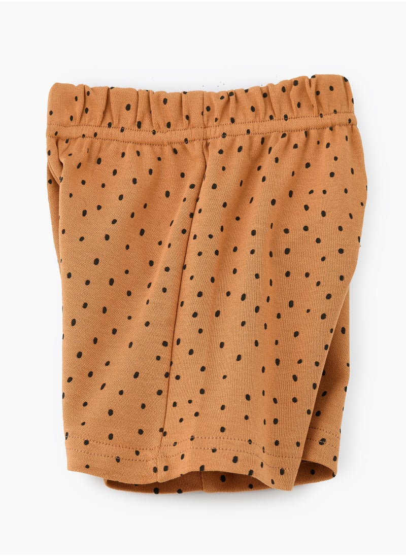 JAM Brown Knitted Cotton Shorts with Polka Dots for Boys  - Image 3
