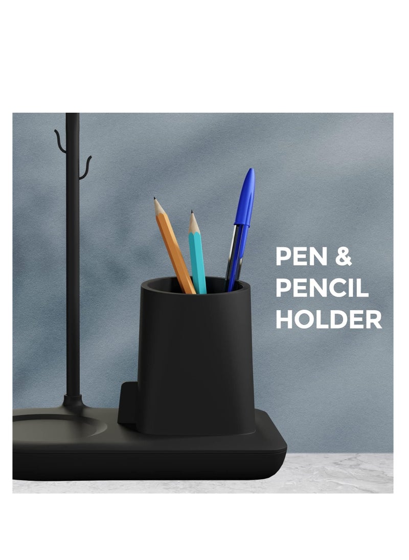 EO eo Pen Stand for Study Table with Self-Watering Plant Pot, Glasses & Smartphone Holder – Desk Organizer & Pencil Holder for Office, Home, Kids, Students, Study Room (Desk Station Black)  - Image 2