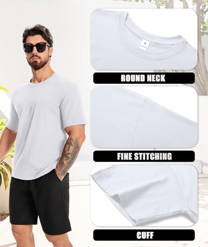 ZITY 3 Pack Mens Cotton T Shirts Crew Neck Short Sleeve Tees Lightweight Breathable Tshirts for Men L White - Image 3