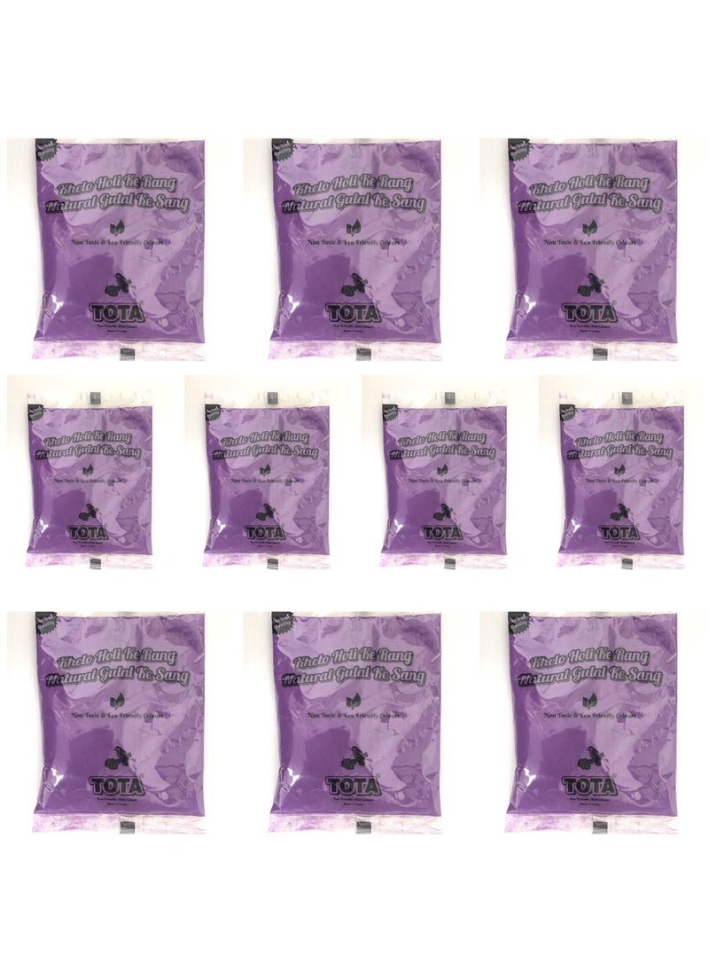 TOTA Pack of 10 Tota Holi colour and Gulal purple colour for Holi party 80 g each  - Image 1