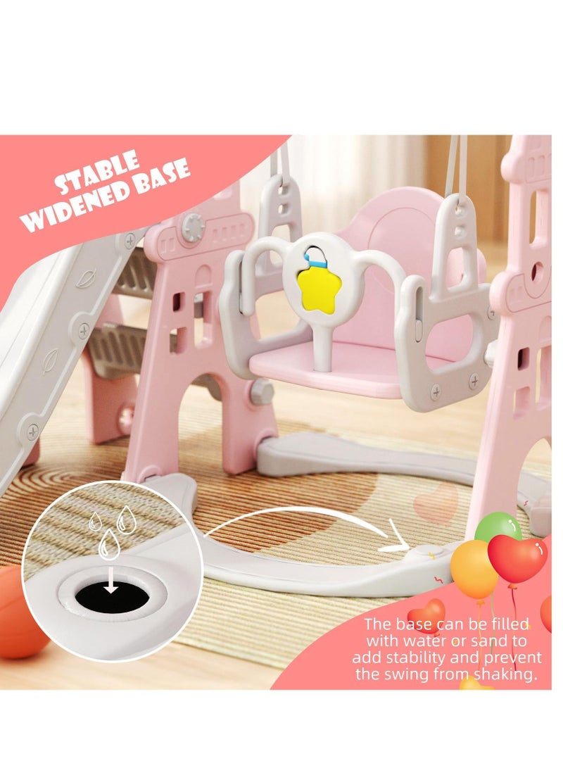 والالا مجموعة زحليقة وأرجوحة للأطفال 4 في 1 زحليقة أطفال مع زحليقة أطفال متأرجحة مع إطار كرة سلة وكرة وزحليقة طويلة جدًا للأولاد والبنات في ملعب داخلي وخارجي - Image 4