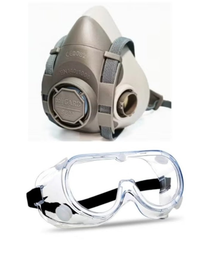 Complete Protective Safety Kit – Half-Face Respirator Mask + Anti-Fog Safety Goggles - Image 1