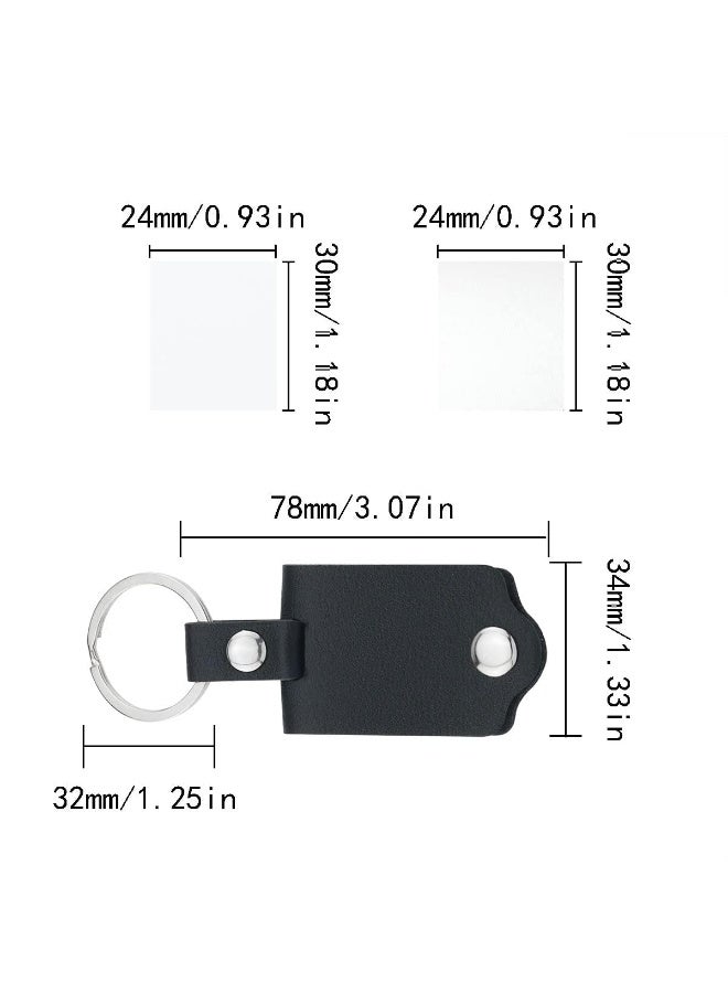 2PCS Leather Photo Keychain Personalized Picture Calendar Keyring Engravable Text Tag Black PU Leather Metal Frame - Image 2