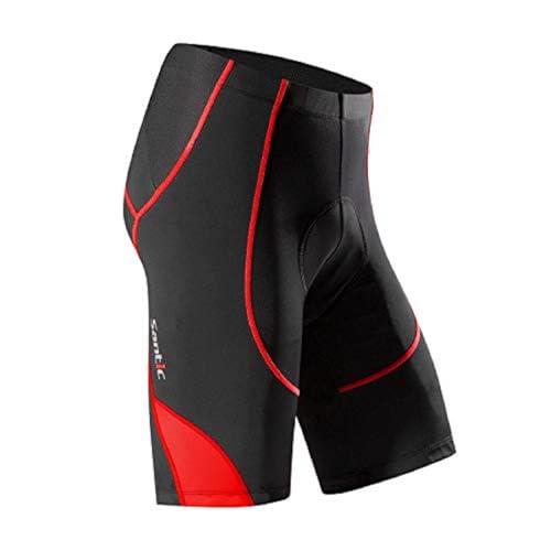 Santic Cycling Men's Shorts Biking Bicycle Bike Pants Half Pants 4D Coolmax Padded Red XL - Image 3
