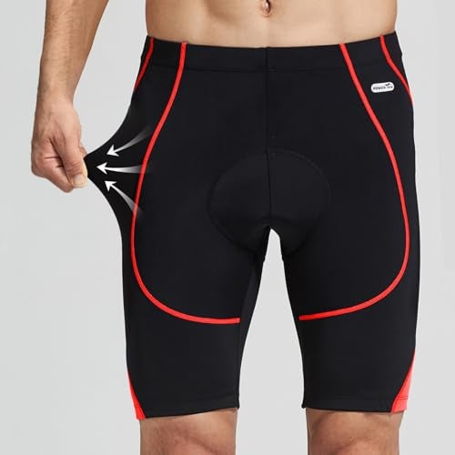 Santic Cycling Men's Shorts Biking Bicycle Bike Pants Half Pants 4D Coolmax Padded Red XL - Image 2