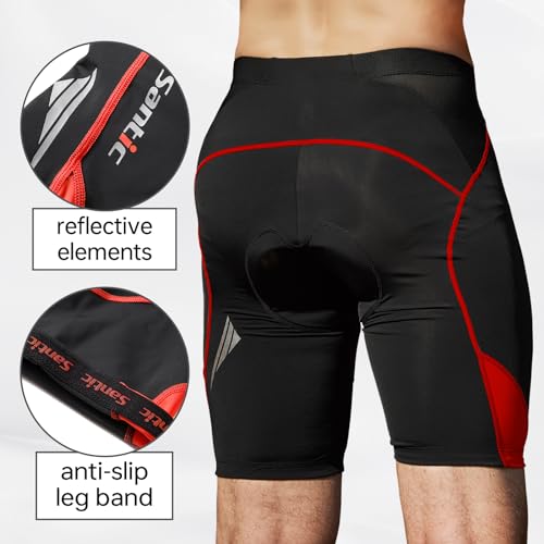 Santic Cycling Men's Shorts Biking Bicycle Bike Pants Half Pants 4D Coolmax Padded Red XL - Image 5