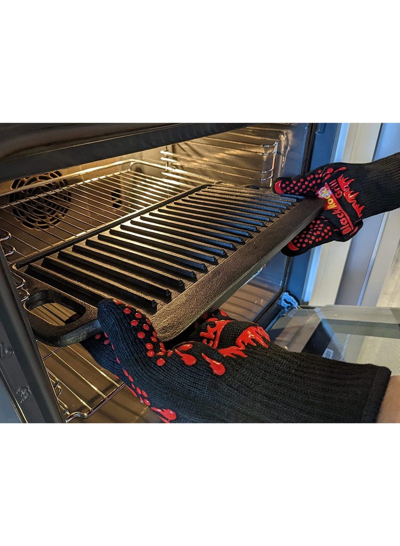 RATSAW Black Rock Grill Cast Iron Griddle Reversible Grill Pan BBQ Plate 46cm x 23cm - Image 5