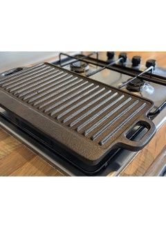 RATSAW Black Rock Grill Cast Iron Griddle Reversible Grill Pan BBQ Plate 46cm x 23cm  - Image 3
