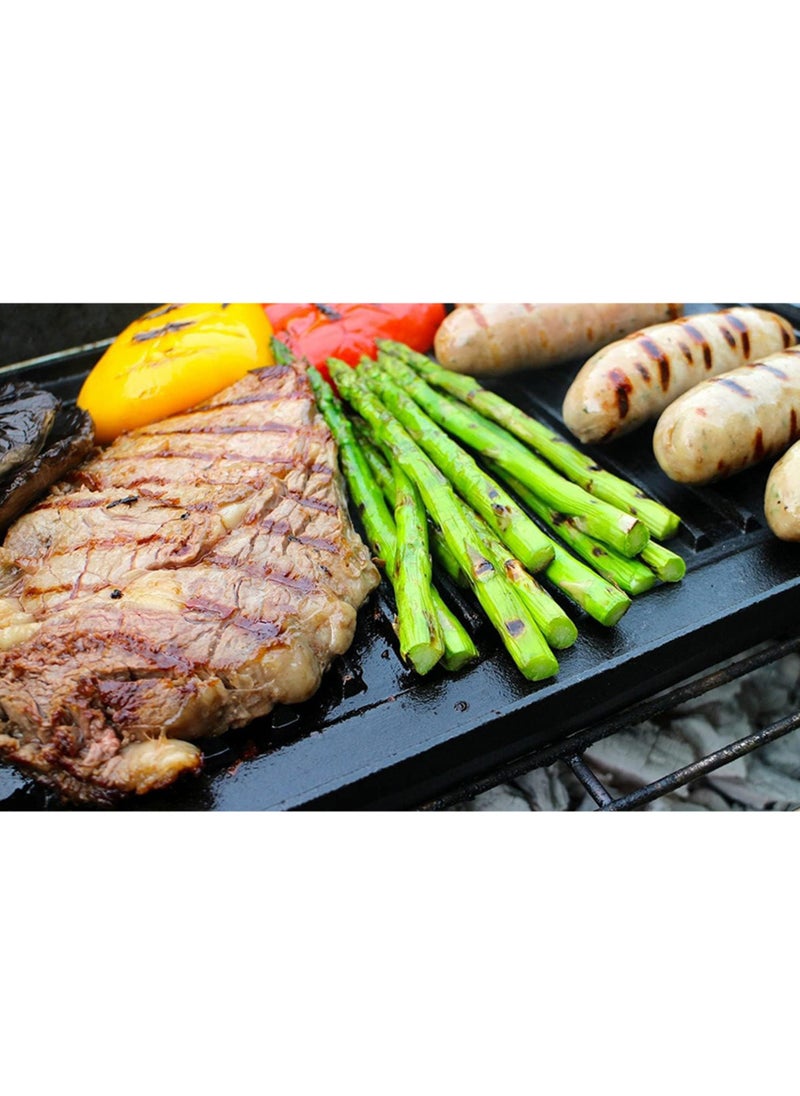 RATSAW - Black Rock Grill Cast Iron Griddle Reversible Grill Pan BBQ Plate 46cm x 23cm - Image 1
