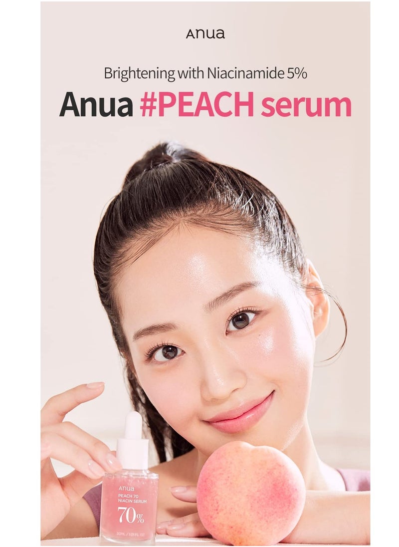 Anua Peach 70% Niacinamide Serum 30ml / brightening hydrating face serum hyperpigmentation treatment reducing melanine daily clean beauty (1.01 fl. oz.)