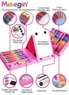 MEBEGIN 228 Art Supplies, Drawing Kit with Double Sided Trifold Easel, Deluxe Colouring Art Set with 30 Drawing Paper and Rich Drawing Accessaries, Easy to Carry, Ideal Gift for Beginners and Kids Aged 3+  - Image 3