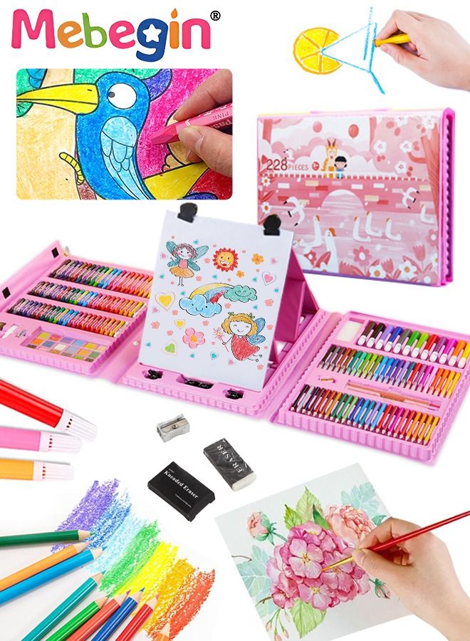 MEBEGIN 228 Art Supplies, Drawing Kit with Double Sided Trifold Easel ...