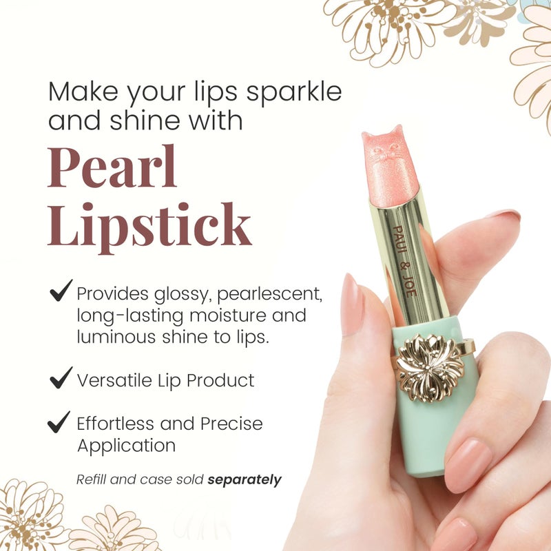 Paul & Joe Pearl Lipstick Refill 402, Light Pink, Glossy Finish with Champagne & Gold Shine, Hydrating for Dry Lips with Jojoba Oil & Orange Flower Water, Case Sold Separately, 0.10 oz - Image 3