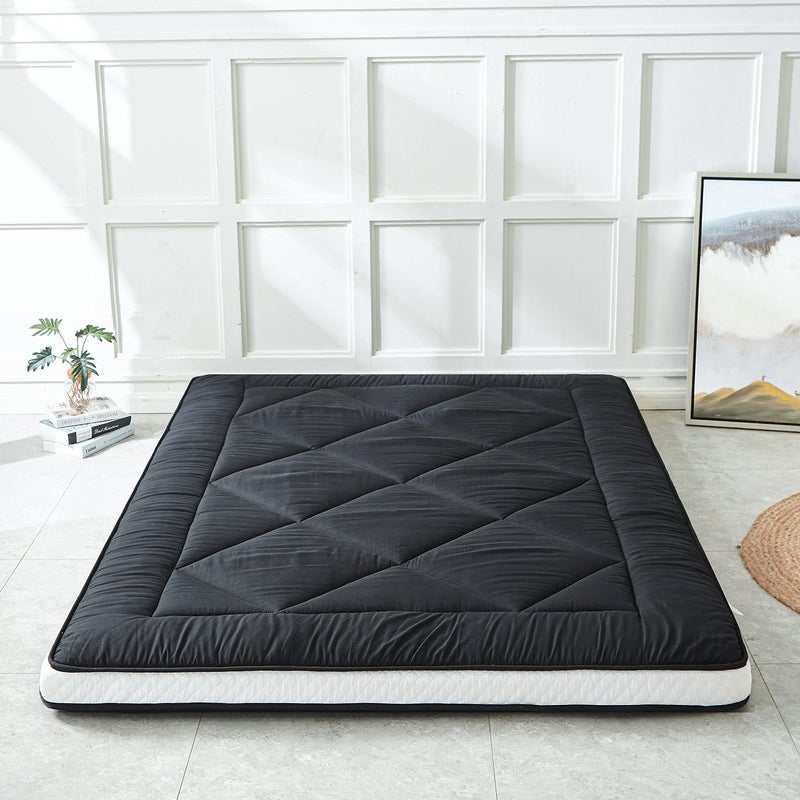 Heimorn Heimorn Japanese Floor Futon Mattress Thicken Foldable  Portable Roll up Camping Mattress Black Queen 