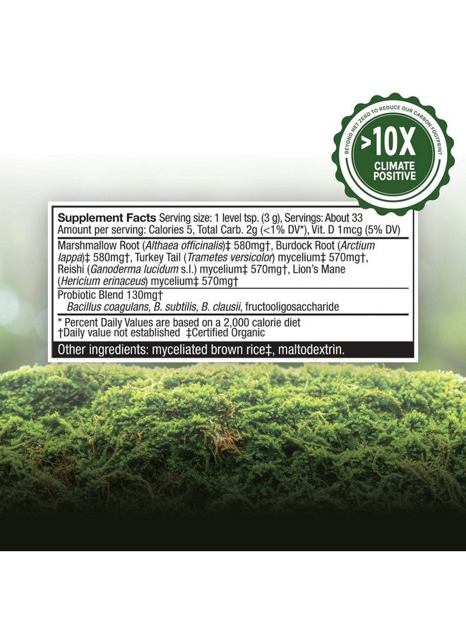 Host Defense Mycobotanicals Microbiome Powder Digestive Support With Probiotics Mushroom Supplement 3.5 Oz Plain - Image 3