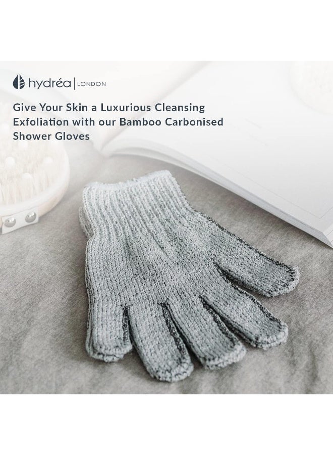 Hydrea London Exfoliating Gloves - Carbonised Bamboo Face Exfoliator & Body Scrubber for Men & Women - Image 2