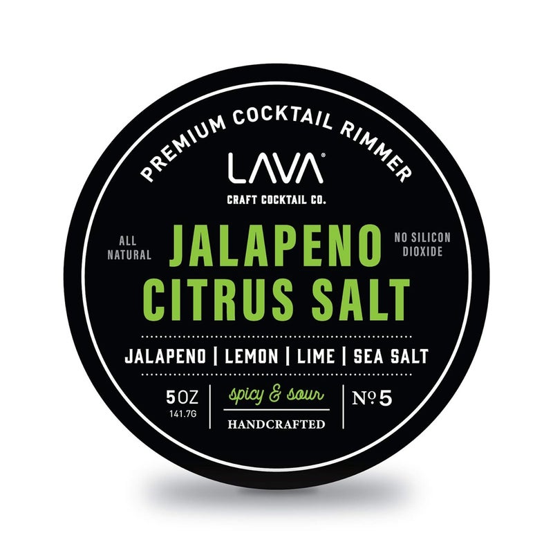 Lava Premium Jalapeno Citrus Margarita Salt Cocktail Rimmer, All Natural Spicy Margarita Rimmer Salt, Sea Salt Rocks, Real Lime, No Silicon Dioxide, with Easy Screw-On Lid - 6oz - Image 1