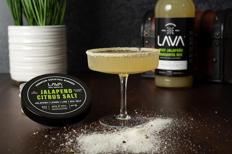 Lava Premium Jalapeno Citrus Margarita Salt Cocktail Rimmer, All Natural Spicy Margarita Rimmer Salt, Sea Salt Rocks, Real Lime, No Silicon Dioxide, with Easy Screw-On Lid - 6oz - Image 2