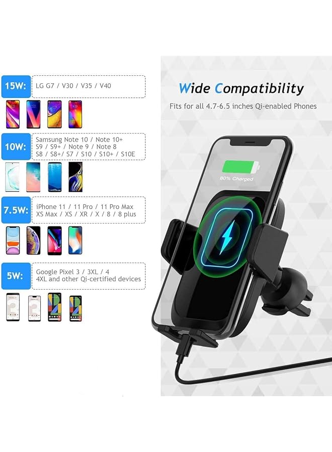 Excefore Wireless Car Charger Qi 15W Fast In Car Wireless Charger Automatic Sensor Phone Holder Vent Mount Dashboard Car Mount/Cradle Compatible For Iphone 11 12 13 14 Pro Max - Image 5