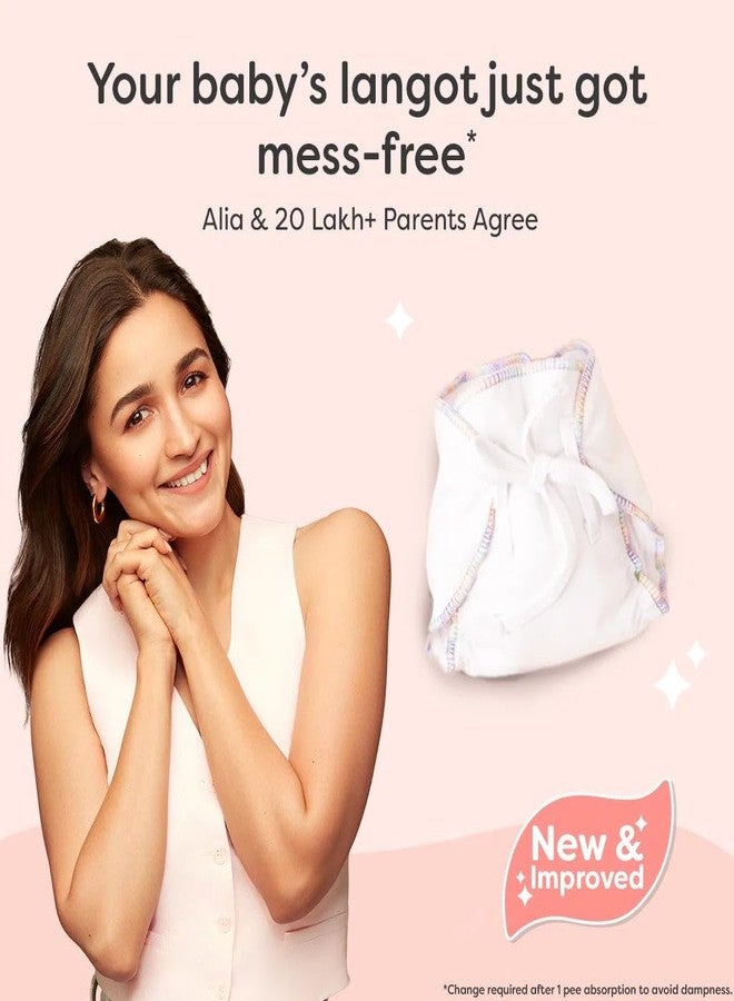 SuperBottoms DryFeel Baby Langot 0-6 months l Organic Cotton Modern Baby Nappy l Mess-free Langot with Gentle Elastics l Super DryFeel Top Layer l Diaper-free Time Essential | 12 Pack - Image 4