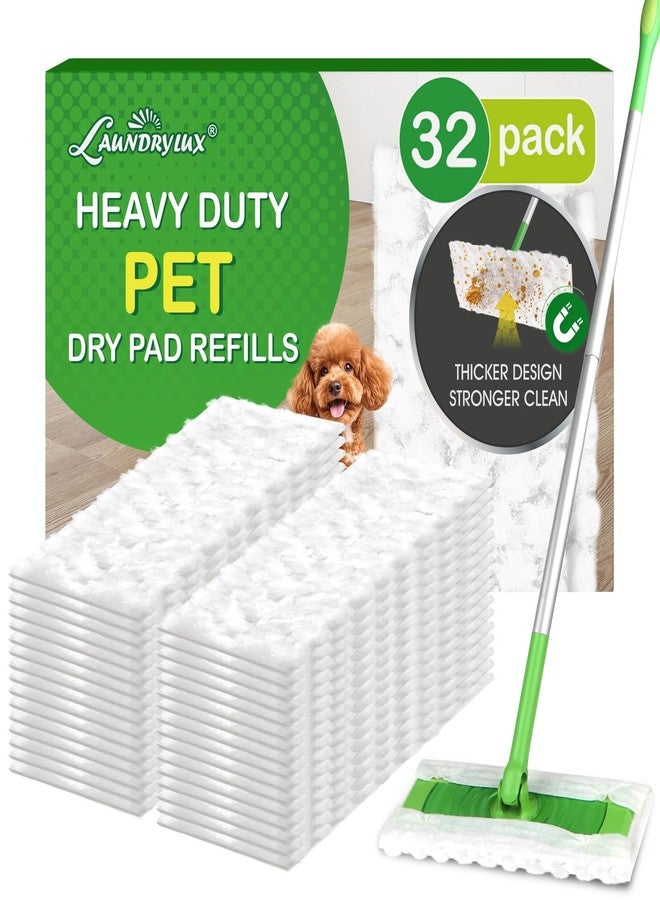 LAUNDRYLUX Heavy Duty Dry Sweeping Cloths Refills Compatible with Swiffer Sweeper, Multi Surface Pet Dry Pads Refill, Floor Cleaner for Dust, Hair, Dirt, Disposable Duster Mop Pad - 32 Count - Image 1