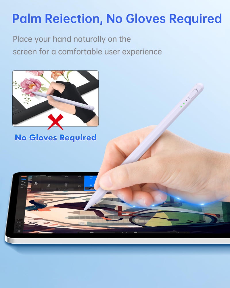 Uogic Stylus Pen for iPad - with Fast Charging, Palm Rejection, Magnetic, Rechargeable Stylus Pencil for iPad 6th/7th/8th/9th/10th, mini 5th/6th, Air 3/4/5/M2, Pro 11"/12.9"/M4 - Image 5