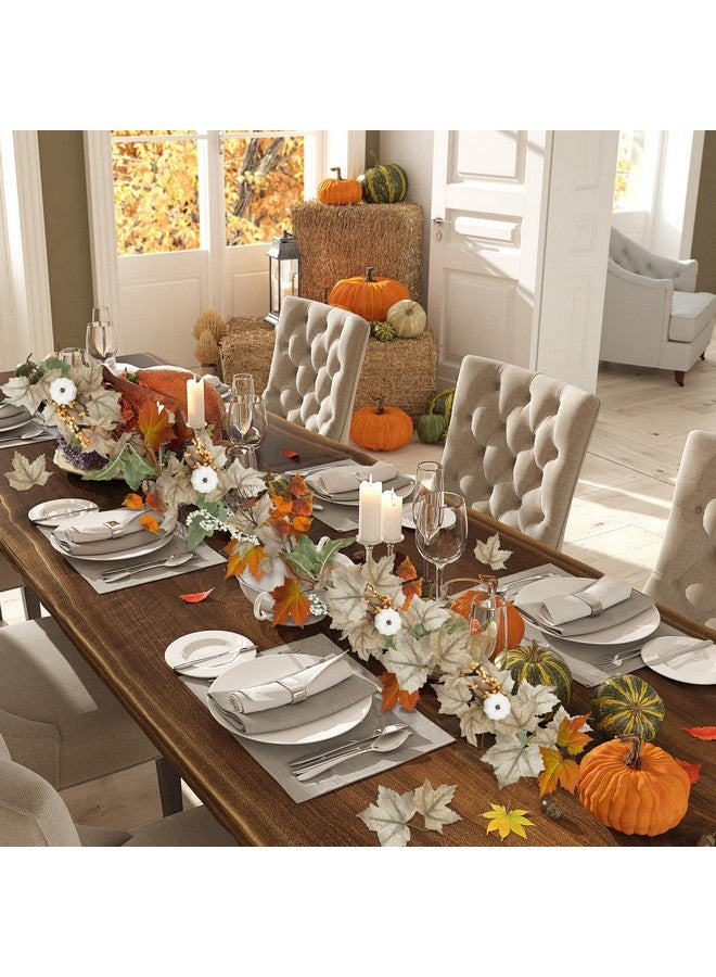 Artmag Artmag 6FT Fall Garland Maple Leaf,Hanging Berry Vine Pumpkins Artificial Autumn Foliage Garland for Home Thanksgiving Halloween Christmas Fireplace Decorations (White&Brown)  - Image 3