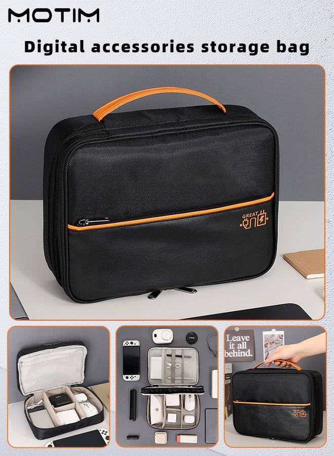 Motim Electronics Bag, 3 Layer Cable Organizer Bag Travel Clutch Bag Pouch, Watreproof Tech Pouch for Cosmetics, Cables, Camera Batteries, Power Bank, SD/TF Cards, Hard Disk, Versatile Tech Organizer  - Image 2