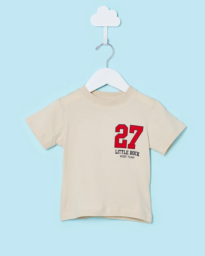 ردتاغ Infant Boys Beige Printed T-Shirt