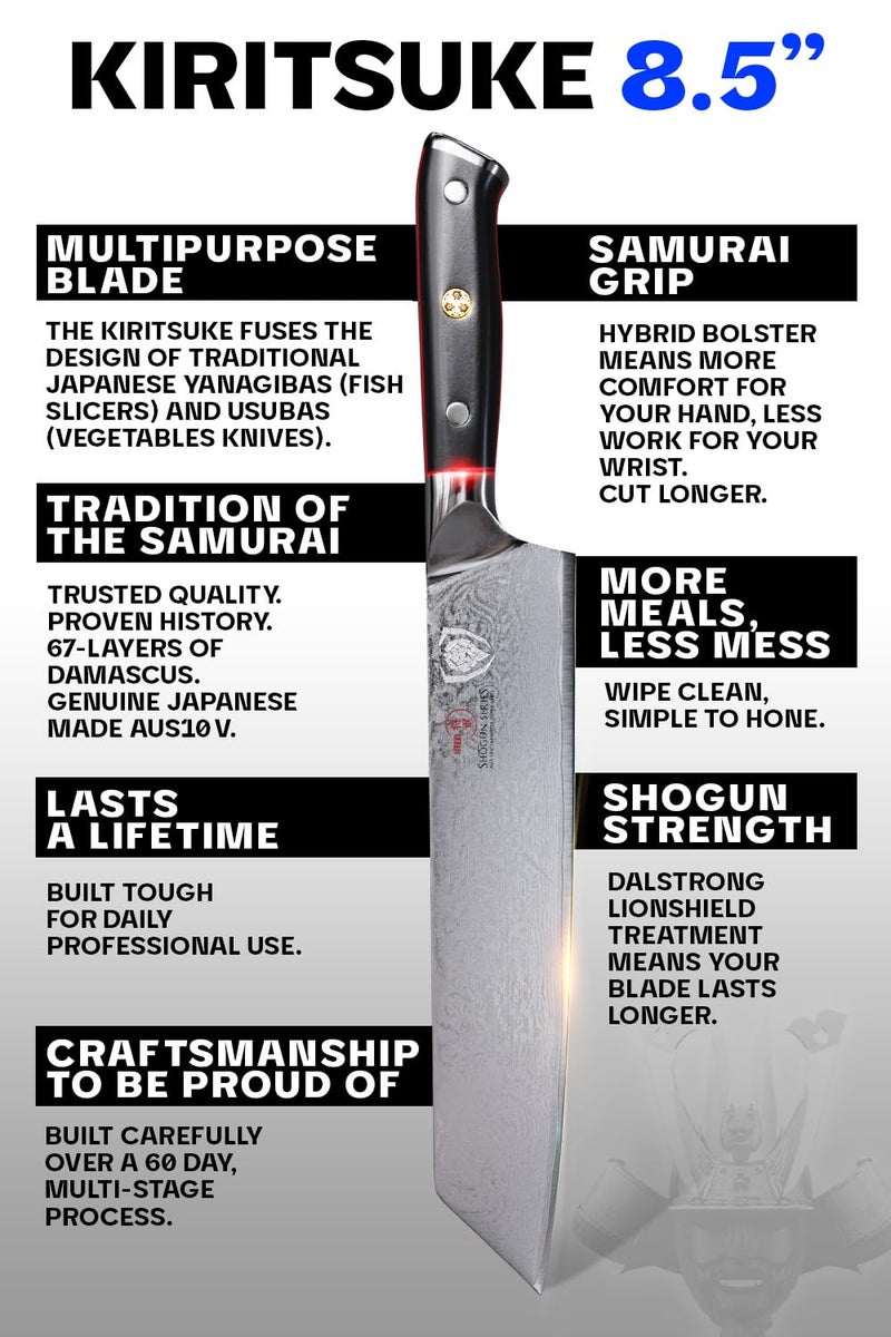 Dalstrong Kiritsuke Chef Knife - 8.5 inch - Shogun Series Elite - Damascus - Japanese AUS-10V Super Steel Kitchen Knife - Premium Black G10 Handle - Razor Sharp Knife - Chef's Knife - w/Sheath - Image 5