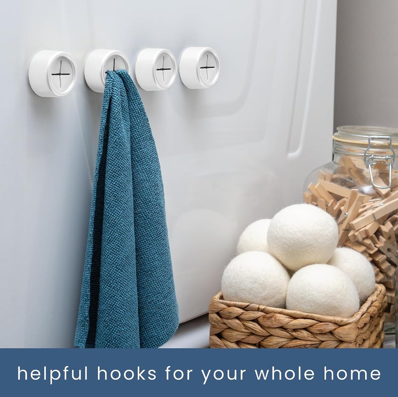 S&T INC. Round Adhesive Push Towel Hooks for Kitchen, Hand and Dish Towels, Matte White, 4 Pack - Image 5
