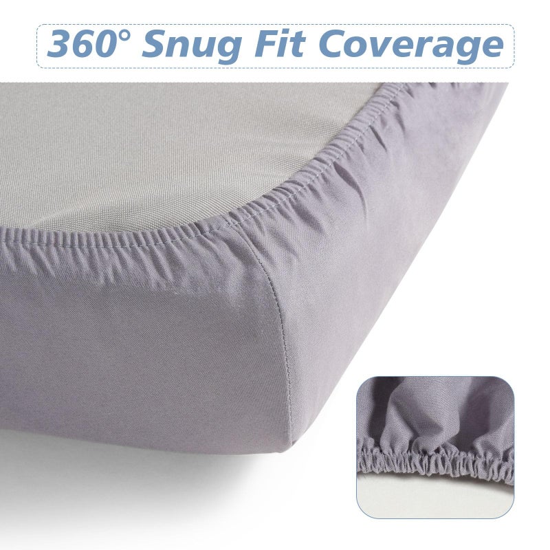URZGU Cot Sheets 25" x 75" Small Single Sheet Fitted for Milliard Trifold Mattress Folding/RVs Bunk/Guest Beds/Army Cots/Travel Size Mattress, Ultra Soft & Breathable Bottom Cover(Gray, Single,4") - Image 4