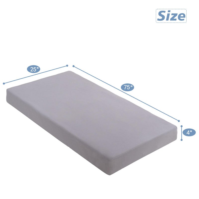 URZGU Cot Sheets 25" x 75" Small Single Sheet Fitted for Milliard Trifold Mattress Folding/RVs Bunk/Guest Beds/Army Cots/Travel Size Mattress, Ultra Soft & Breathable Bottom Cover(Gray, Single,4") - Image 2