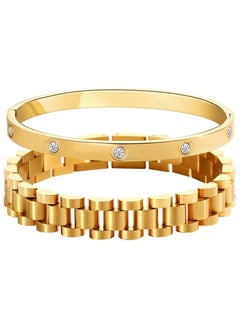 Fayrouz Jewellery Bracelets for Women, Gold Stackable Hoop Bracelets for Women, Stainless Steel Zirconia Tennis Bracelets  - Image 1