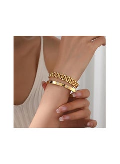 Fayrouz Jewellery Bracelets for Women, Gold Stackable Hoop Bracelets for Women, Stainless Steel Zirconia Tennis Bracelets  - Image 2