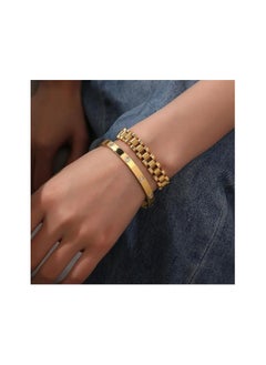 Fayrouz Jewellery Bracelets for Women, Gold Stackable Hoop Bracelets for Women, Stainless Steel Zirconia Tennis Bracelets  - Image 5