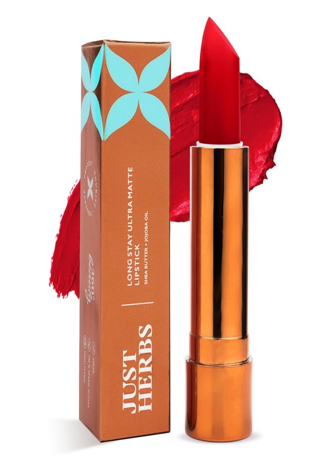 جاست هيربز أحمر شفاه جاست هيربس ألترا مات بوليت، مغذي وغير مجفف ويدوم طويلاً للنساء 4 غرام (سانجريا حلوة) - Image 1