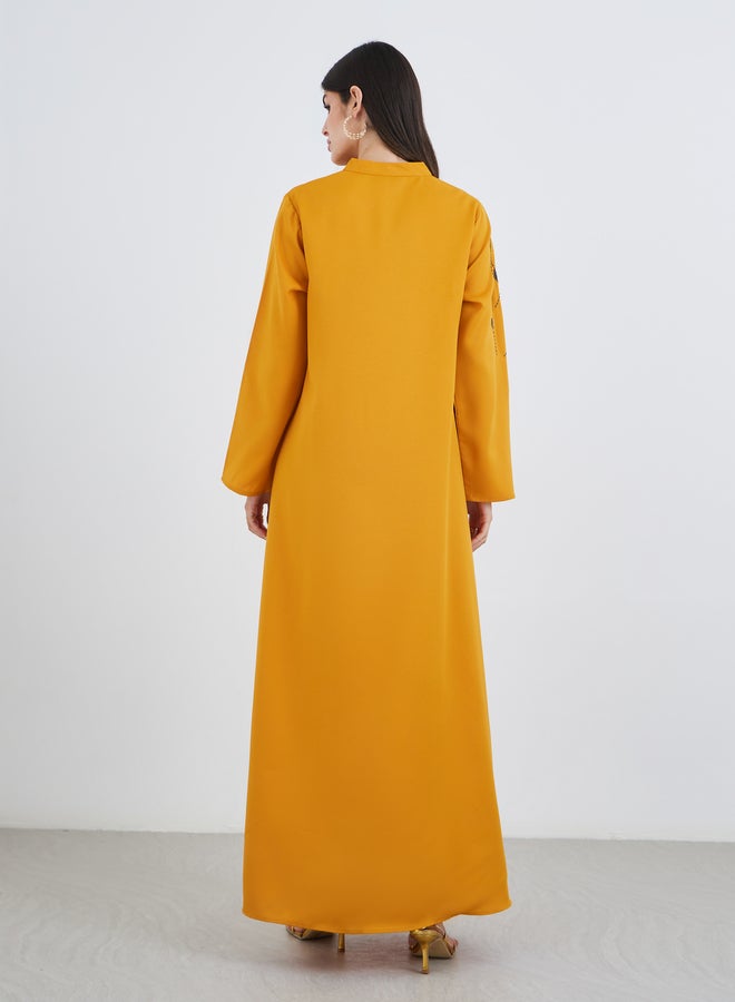 Amirah Embroidered Collared A-Line Jalabiya - Image 5