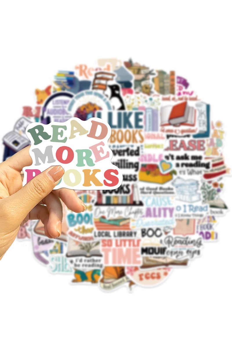 قوس قزح أورينبو ملصقات كتب، 50 قطعة، ملصقات قراءة، ملحقات كتب لمحبي القراءة، هدايا لمحبي الكتب، ملصقات فينيل مقاومة للماء لزجاجات المياه، أجهزة الكمبيوتر المحمولة، الدفترية - Image 2